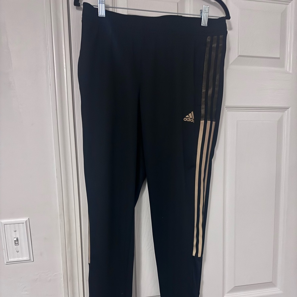 Adidas Women's Black Joggers with Cream Stripes